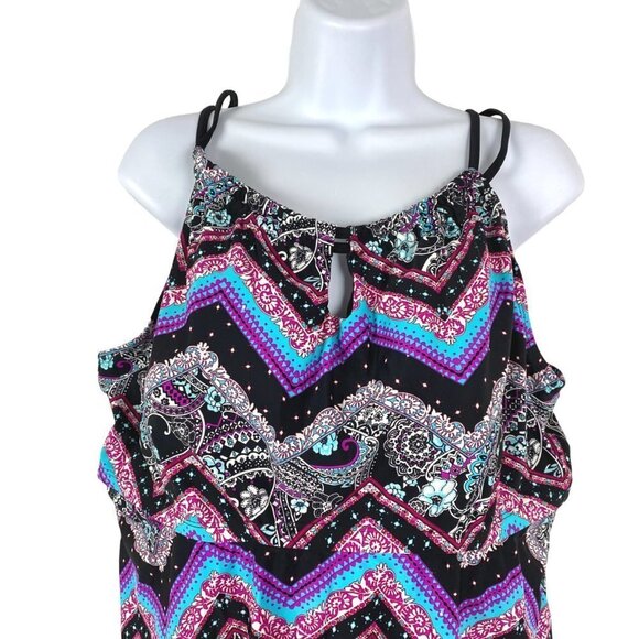 Catherines Tankini Swim Top Paisley Floral Multicolored Women's Size 20W - Picture 3 of 8